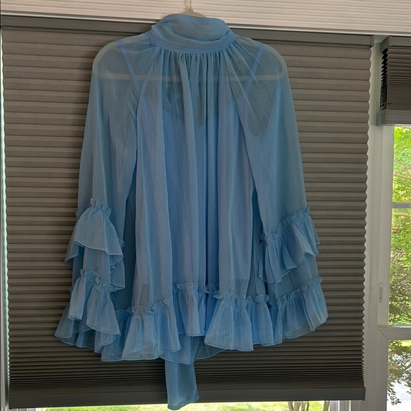 Never Fully Dressed Tops - Never Fully Dressed Sky Blue Ruffle Blouse